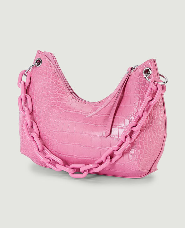 Sac baguette effet croco rose - Pimkie