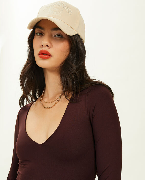 Body manches longues col V marron - Pimkie