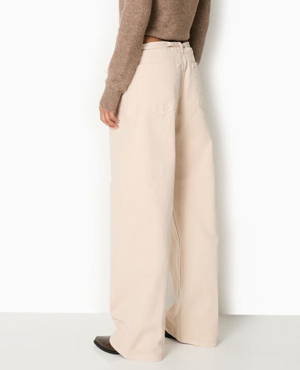 Jean droit taille basse avec ceinture à nouer écru - Pimkie