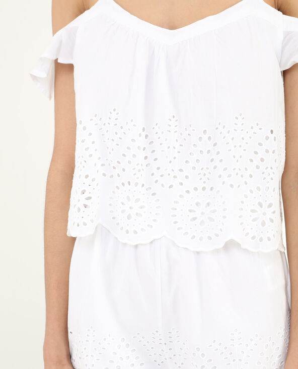 Combishort avec broderie anglaise blanc - Pimkie