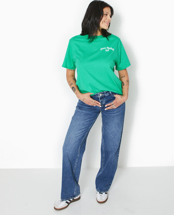 T-shirt oversize avec print poitrine et dos vert - Pimkie