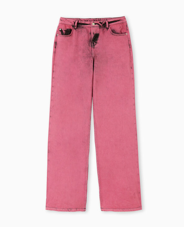 Jean droit taille basse effet acid rose - Pimkie