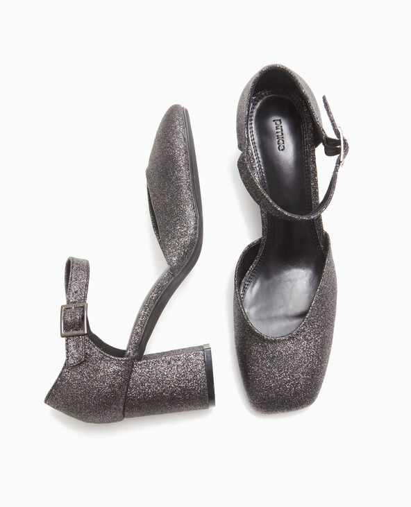 Babies à talons avec paillettes argenté - Pimkie