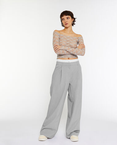 Pantalon large et droit avec caleçon apparent gris - Pimkie