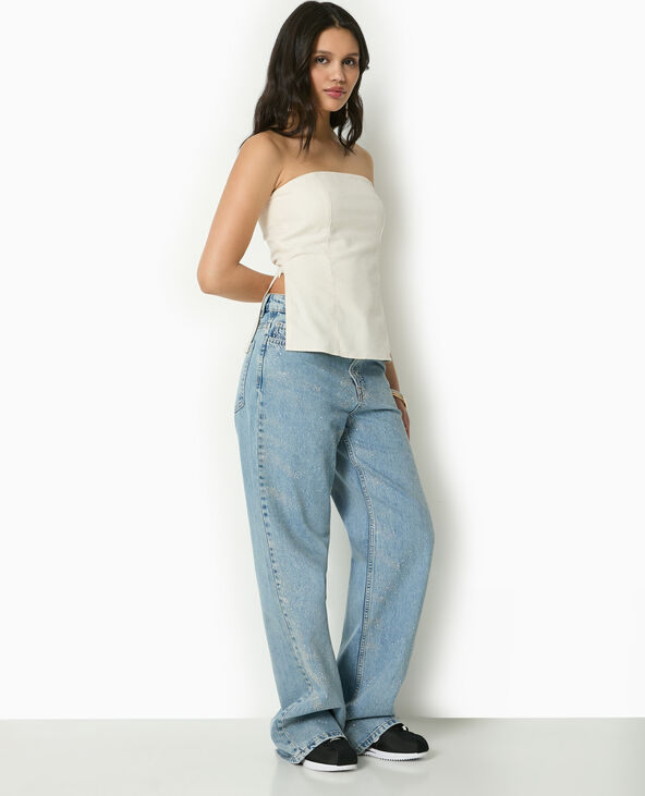 Top bustier avec fentes côtés blanc - Pimkie