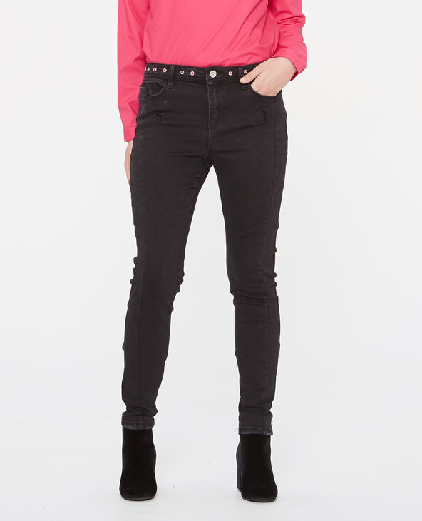 Jean skinny à œillets noir - Pimkie