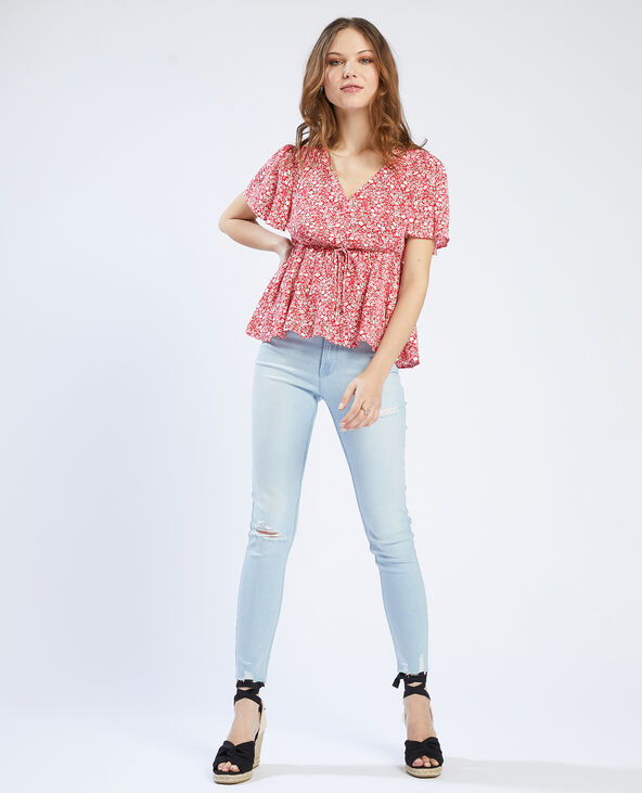 Top fluide à fleurs rouge - Pimkie
