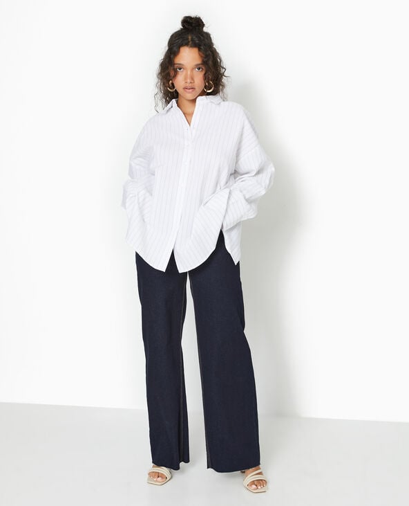 Chemise oversize ouverture dos motif rayures blanc - Pimkie
