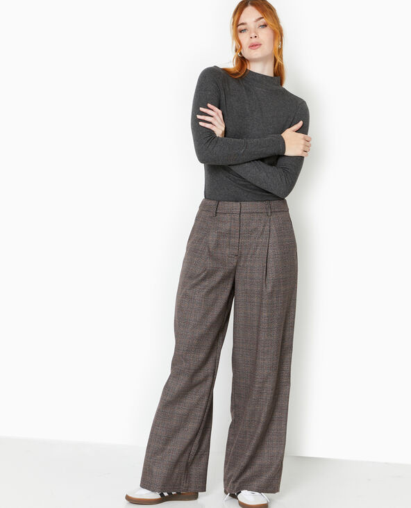 Pantalon large city motif carreaux noir - Pimkie