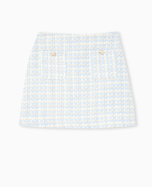 Jupe trapèze courte en tweed bleu - Pimkie