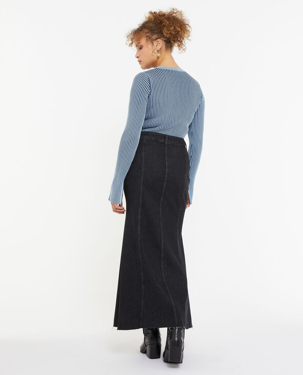 Jupe longue en jean noir - Pimkie