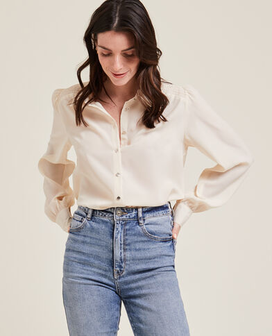 Chemise fluide avec boutons métal  beige - Pimkie