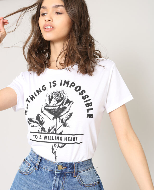 T-shirt Nothing Is Impossible blanc - Pimkie