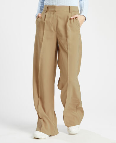 Pantalon large taille haute SMALL beige - Pimkie