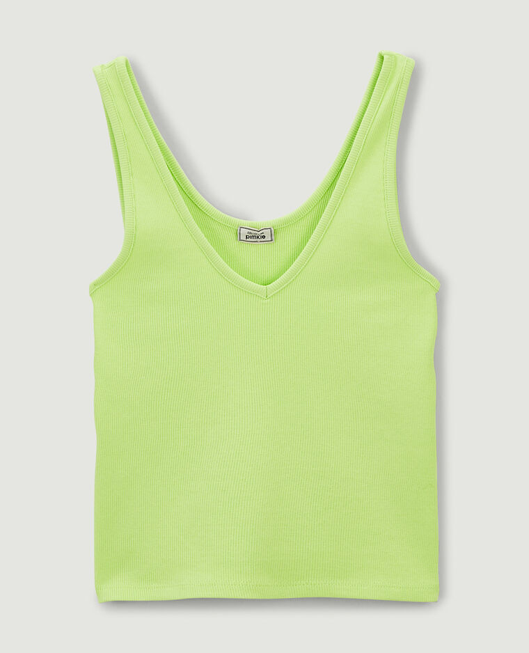Débardeur court maille côtelée vert anis - Pimkie