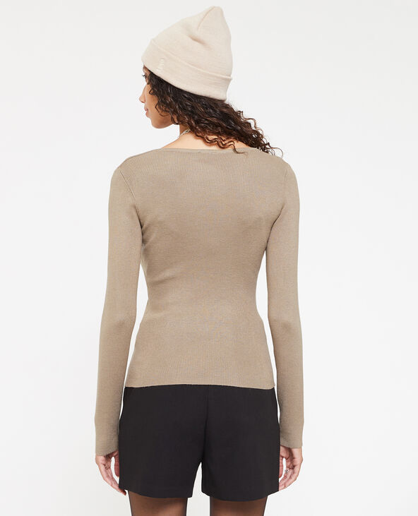 Pull fin encolure cœur taupe - Pimkie