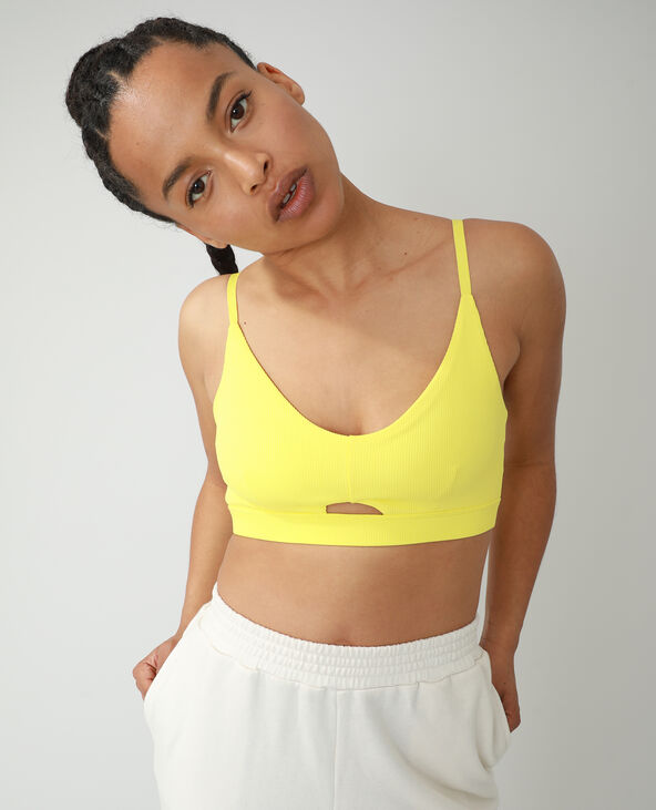 Brassière côtelée jaune - Pimkie