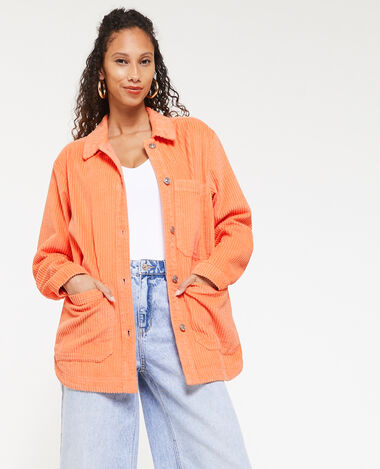 Surchemise en velours grosses côtes orange - Pimkie