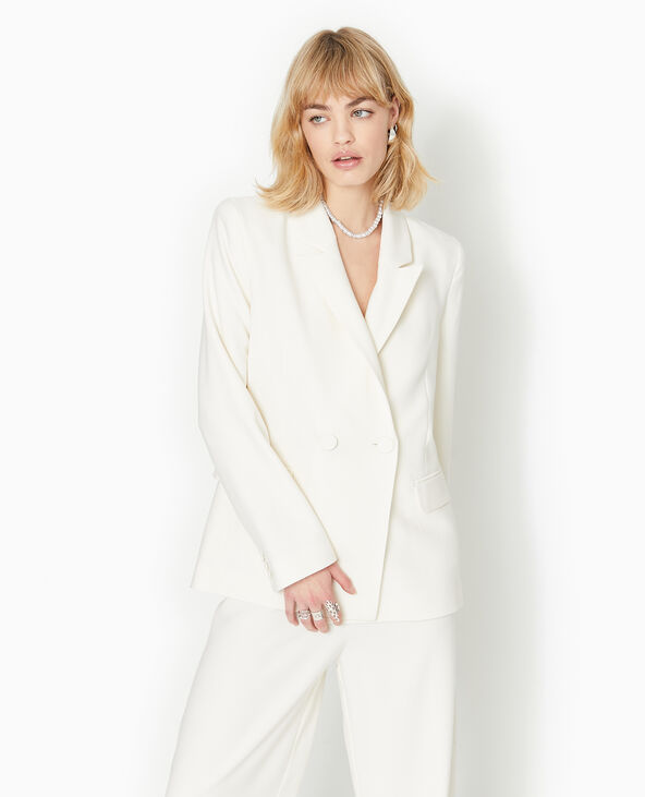 veste blazer col croisé écru - Pimkie