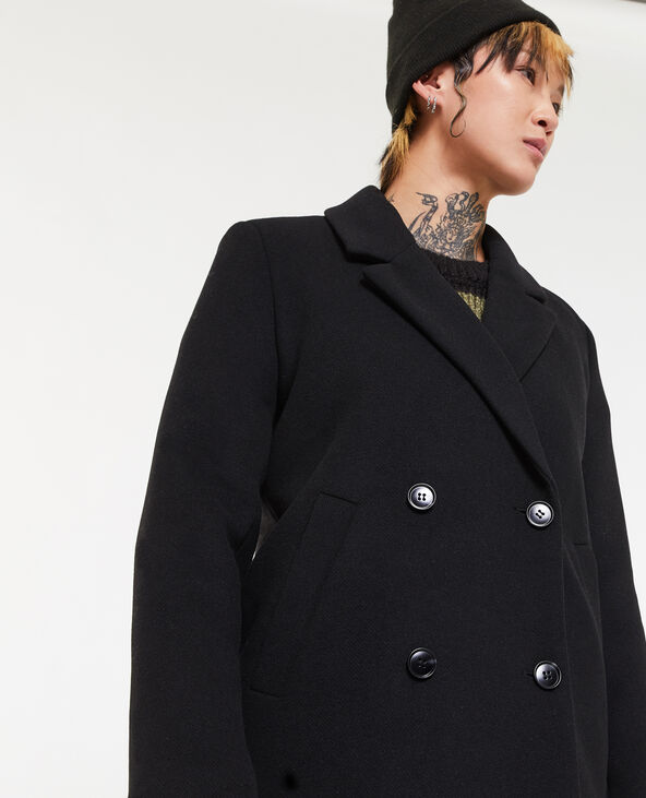 Manteau court drap de laine noir - Pimkie