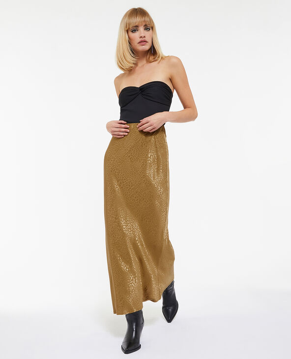 Jupe longue en satin jacquard motif l opard Pimkie
