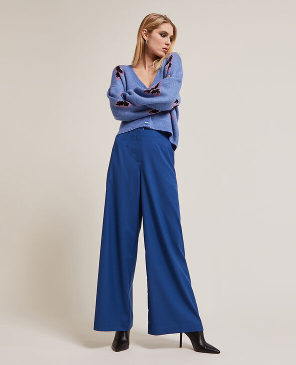 Pantalon large en toile bleu marine - Pimkie