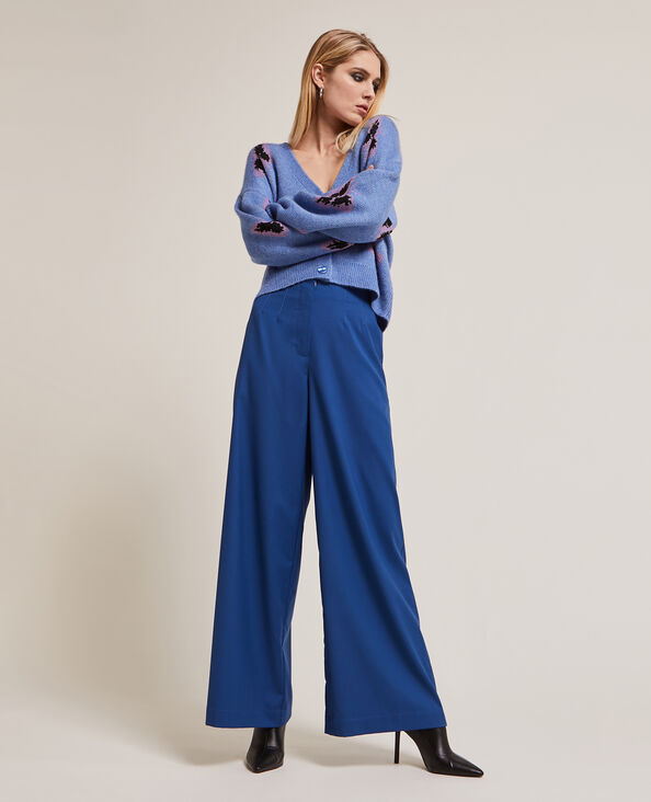 Pantalon large en toile bleu marine - Pimkie