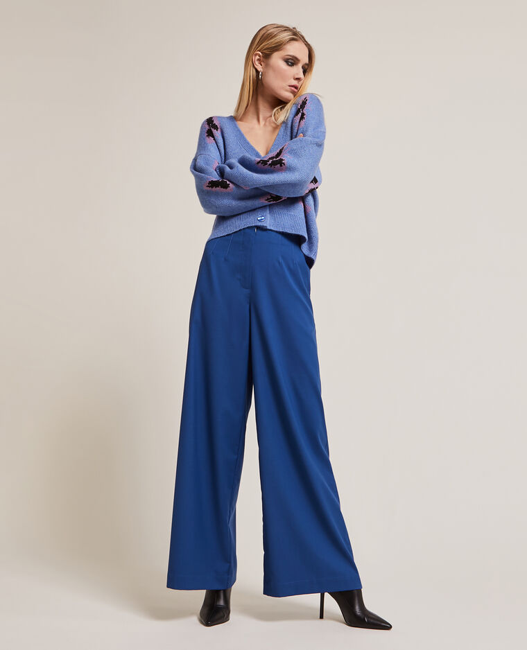 Pantalon large en toile bleu marine - Pimkie