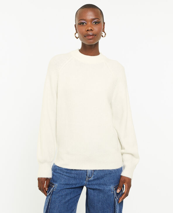 Pull col rond avec laine blanc - Pimkie
