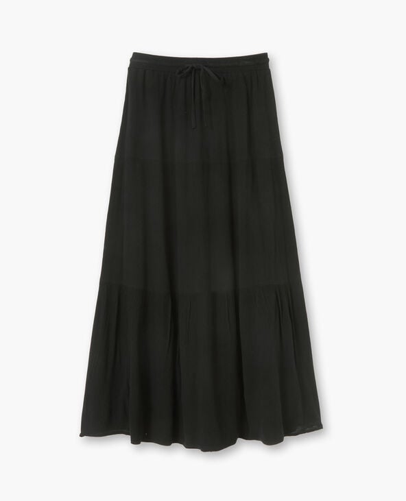 Jupon long à étages avec ceinture élastiquée noir - Pimkie