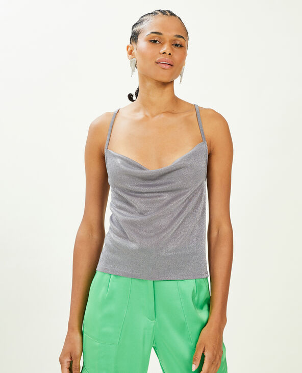 Top col bénitier avec lurex gris clair - Pimkie