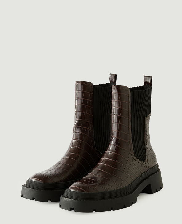 Bottines Chelsea croco marron - Pimkie
