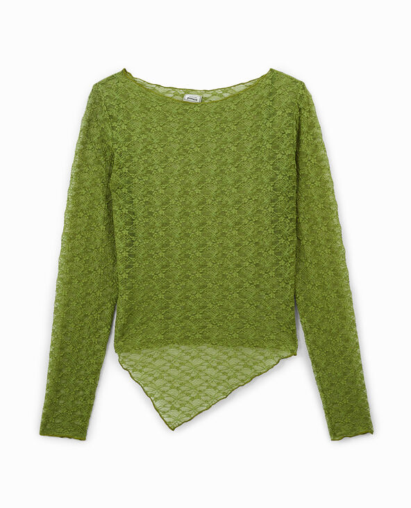 Top manches longues en dentelle vert - Pimkie