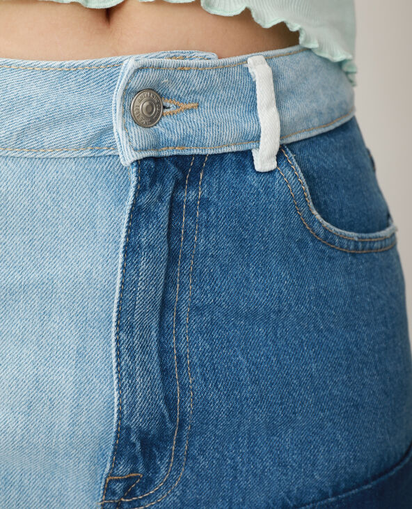 Jupe en jean patchwork bleu - Pimkie