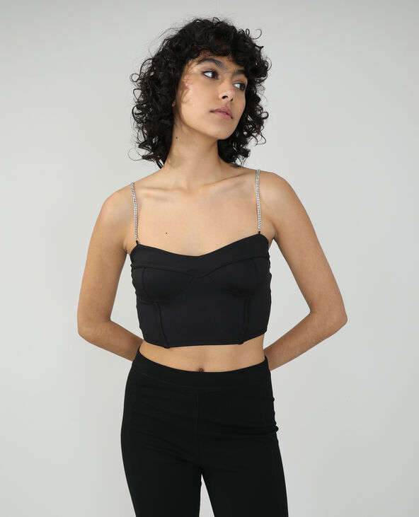 Crop top satiné noir - Pimkie