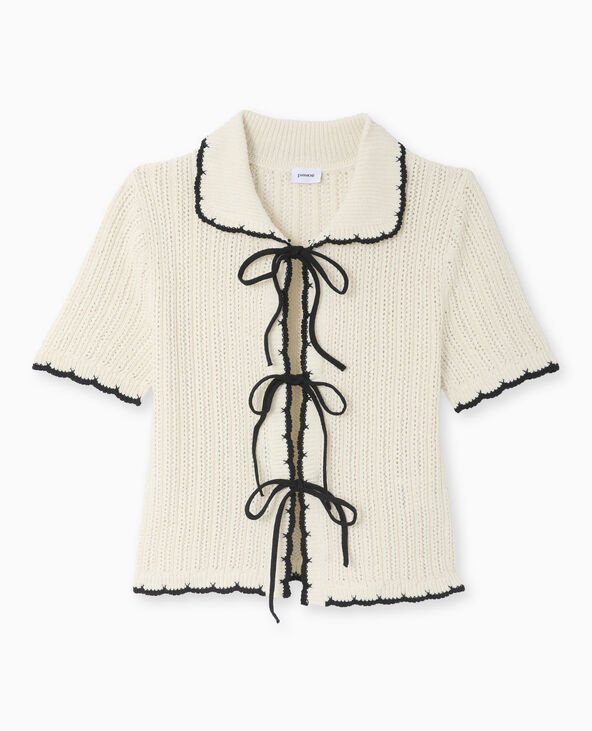 Gilet manches courtes en maille fantaisie blanc - Pimkie