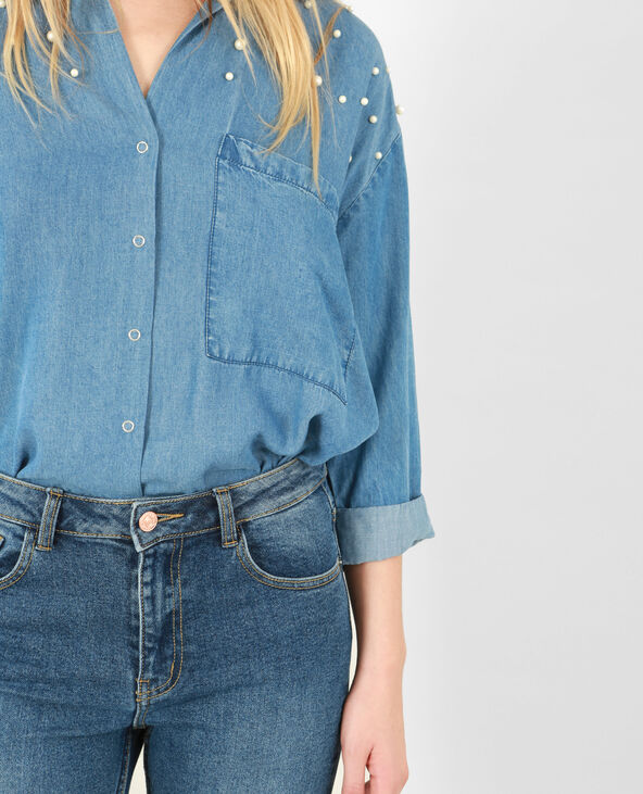 Chemise fluide à perles bleu - Pimkie