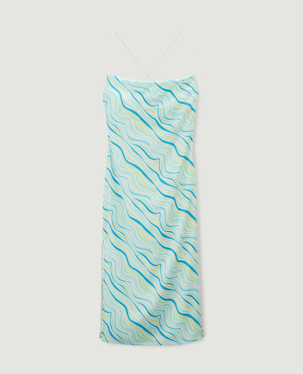 Robe longue motif rétro vert kaki - Pimkie