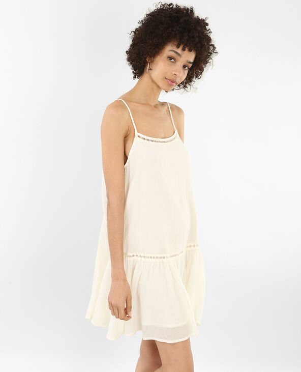 Robe volantée ajourée blanc - Pimkie