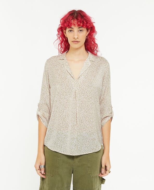 Blouse imprimée peau-de-bête vert kaki - Pimkie