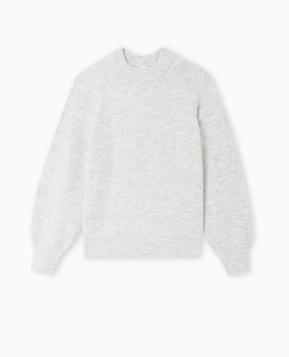Pull oversize col rond manches raglan gris chiné - Pimkie