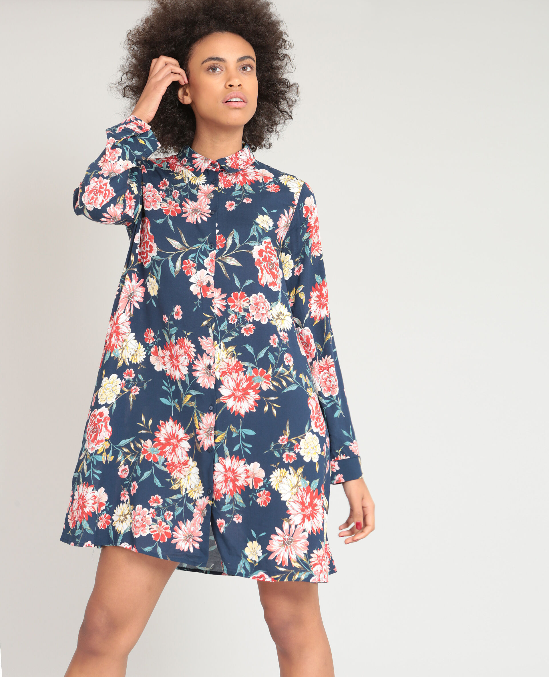 robe chemise bleu marine