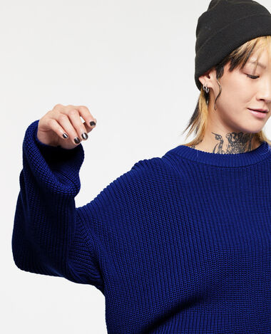 Pull col rond bleu électrique - Pimkie