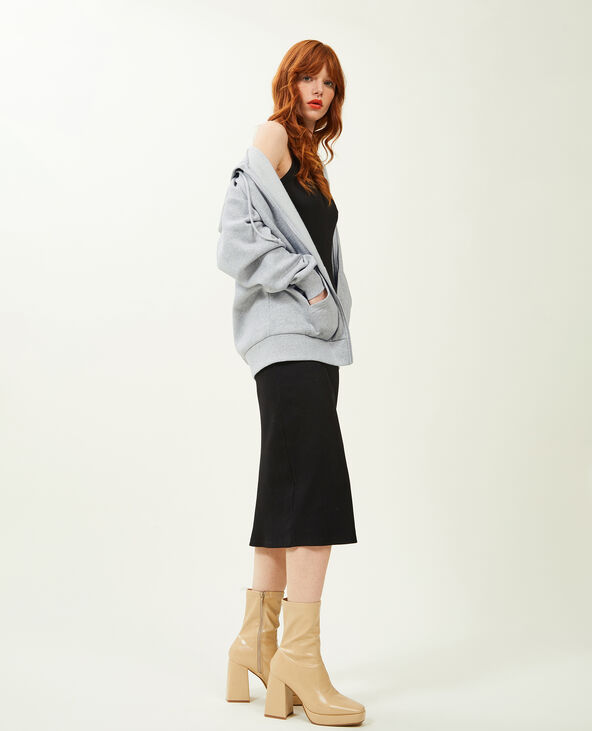 Sweat zippé oversize avec capuche gris chiné - Pimkie