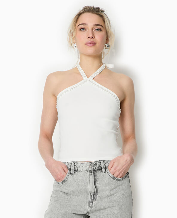 Top dos-nu avec détails perles blanc - Pimkie