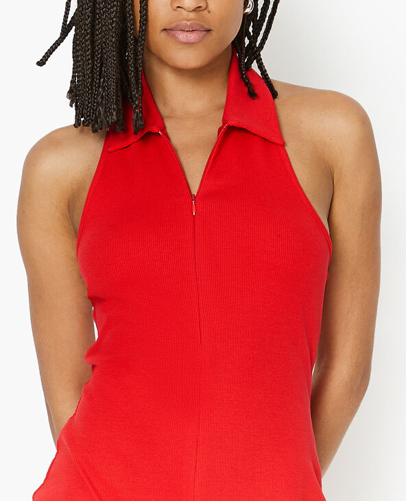 Robe courte dos-nu avec col rouge - Pimkie