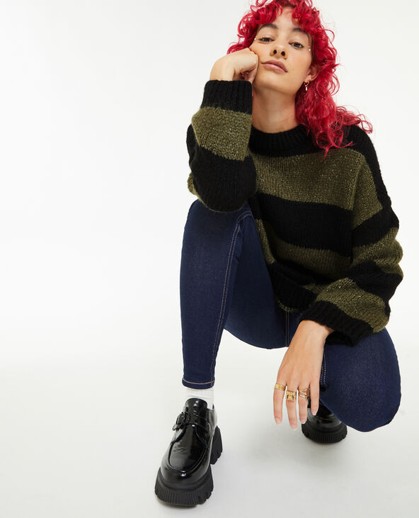 Pull oversize à rayures vert kaki - Pimkie