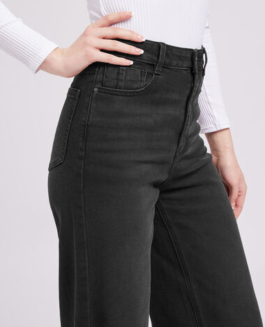 Jean wide taille haute noir - Pimkie
