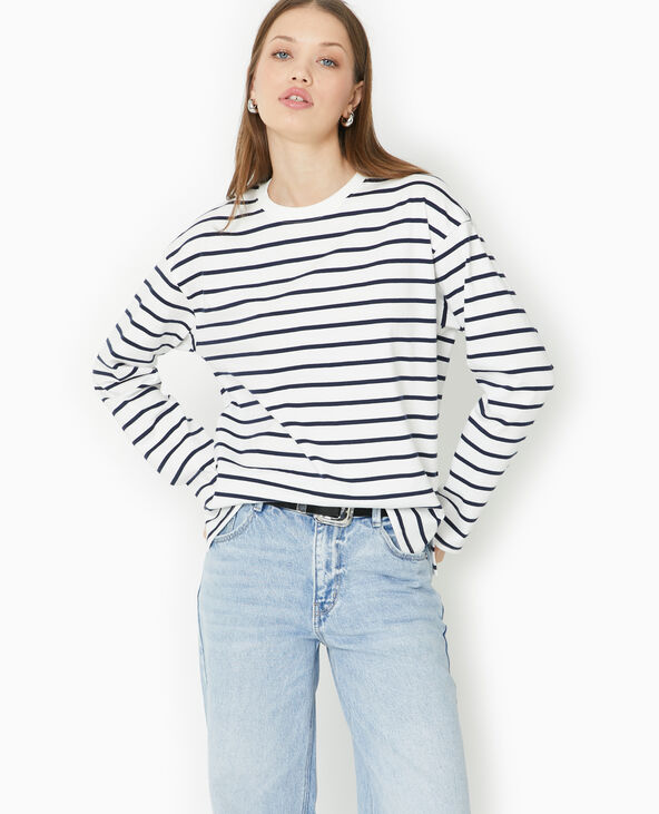 Marinière oversize manches longues blanc - Pimkie