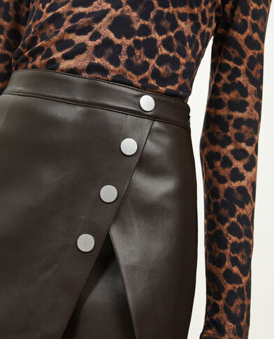 Jupe-short en simili cuir marron - Pimkie